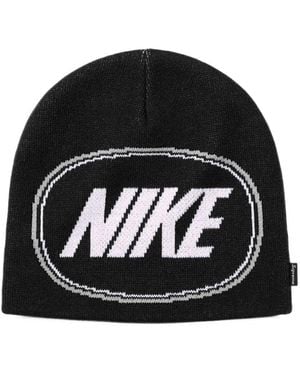 Supreme X Nike Oval Logo-Intarsia Beanie Hat - Black