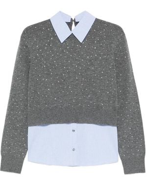 Maje Jersey A Capas Con Detalles De Cristal - Gris