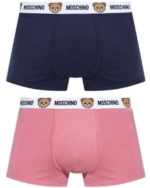 Moschino Boxer Con Banda Logo Teddy Bear (2 Pezzi) - Blu