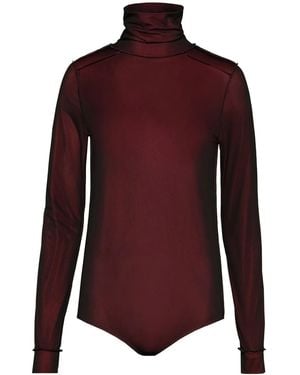 Maison Margiela Sheer Long-Sleeve Jersey Bodysuit - Lila