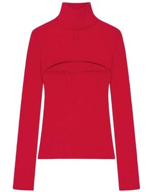 Courreges Jersey De Punto De Canalé - Rojo