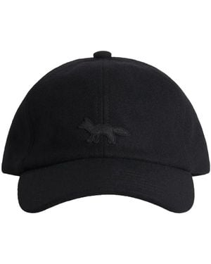 Maison Kitsuné Fox-Print Baseball Hat - Black