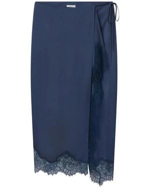 A.L.C. Bree Lace-Trim Wrap Midi Skirt - Blue