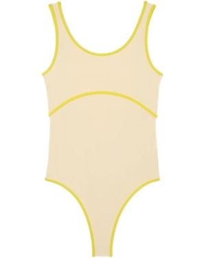 Sunnei Contrasting-Trim Swimsuit - Yellow