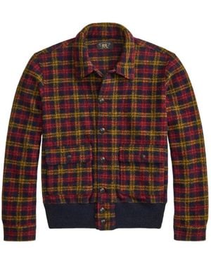 RRL Check Cotton Bomber Jacket - Red