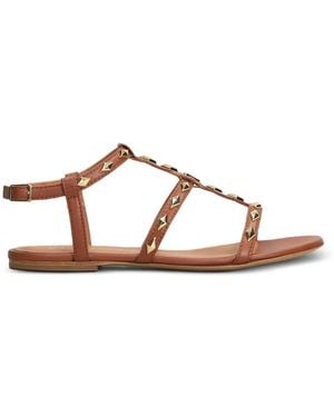 Via Roma 15 Stud-Embellished Leather Sandals - Brown