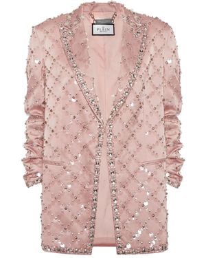Philipp Plein Blazer Boyfriend Fit Plein Paillettes - Pink