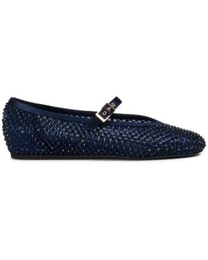 Le Silla Gilda Crystal-Embellished Ballerina Shoes - Blue