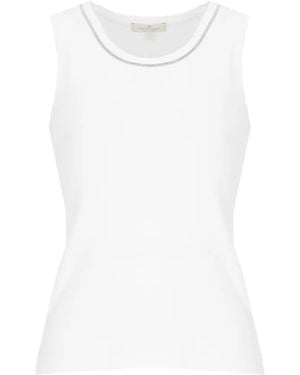 Panicale Bead-Embellished Round-Neck Tank Top - White