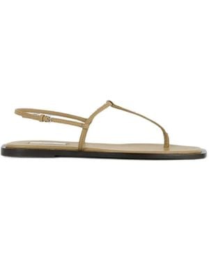 TOTEME T-Strap Leather Sandals - White