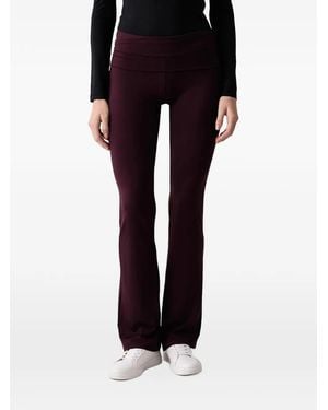 Guess Lotus Rhinestone-Logo Flared Leggings - Black