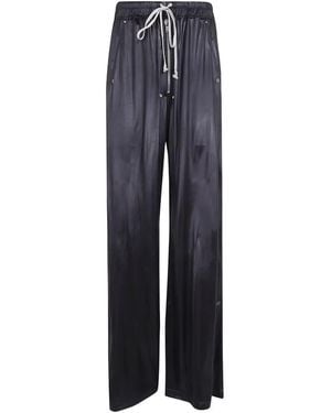 Rick Owens Coated Drawstring Wide-Leg Trousers - Blue
