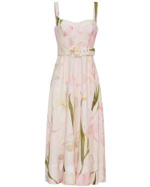 Cara Cara Calypso Bustier Floral-Print Dress - White