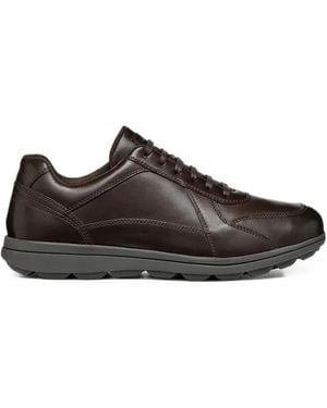Geox Spherica Ec12 Sneakers Aus Leder Mit Schnürung - Braun