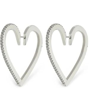 CADAR Endless Heart Diamond Hoop Earrings - White