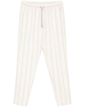 Fedeli Striped Drawstring-Fastening Pants - White