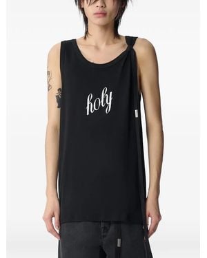 Ann Demeulemeester Seva Printed Tank Top - Black
