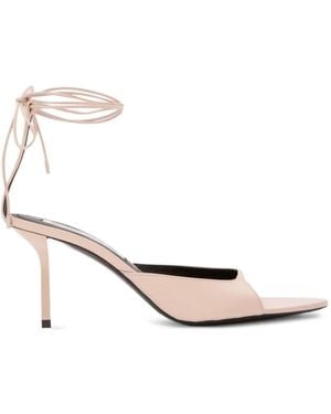 Victoria Beckham Eliza Tie Ankle Stiletto Sandals - Natural