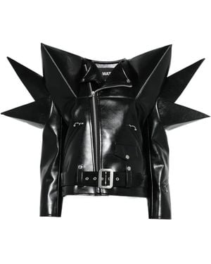 Junya Watanabe Bikerjacke Aus Leder Mit Spitzen Nieten - Schwarz