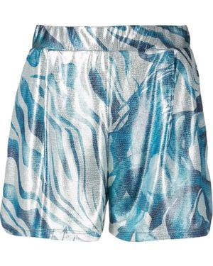 Alberta Ferretti Metallic Swirl Print Shorts - Blue