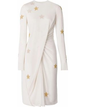 Burberry High Neck Long Sleeve Silk Dress With Stars - White