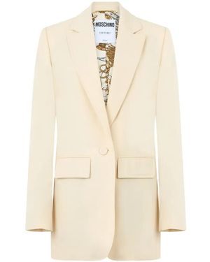 Moschino Virgin Wool Single-Breasted Blazer - White