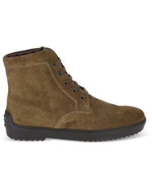 Tod's Lace-Up Suede Boots - Brown