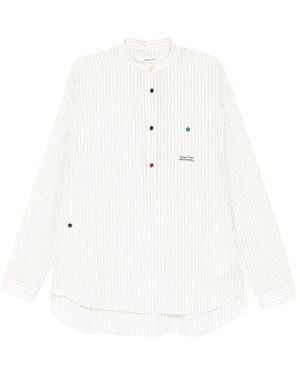 Undercover Band-Collar Striped Shirt - White