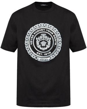 Versace Theater Crest T Shirt in White for Men | Lyst