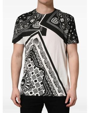 Dolce & Gabbana Bandana-Print Cotton T-Shirt - Black