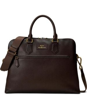 Polo Ralph Lauren Pebble-Leather Detachable-Strap Briefcase - Black