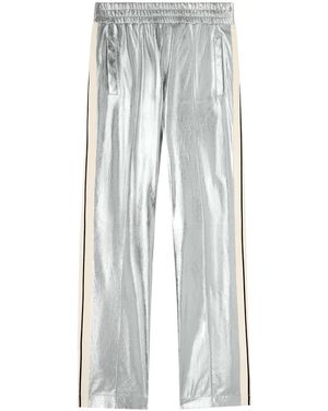 Palm Angels Metallic-Finish Leather Pants - White