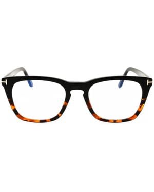 Tom Ford Tortoiseshell-Effect Rectangle-Frame Glasses - Black