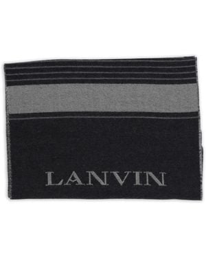 Lanvin Striped Fringed Scarf - Black