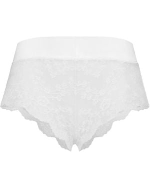 Dolce & Gabbana Thick Waistband Lace Brief - White