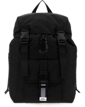 A.P.C. Buckle-Fastening Carabiner-Detail Backpack - Black