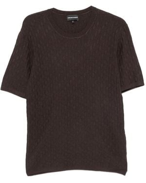 Emporio Armani Textured-Knit Short-Sleeve Top - Black