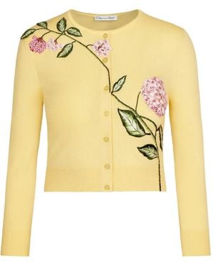 Oscar de la Renta Porcelain-flower Cardigan - Metallic