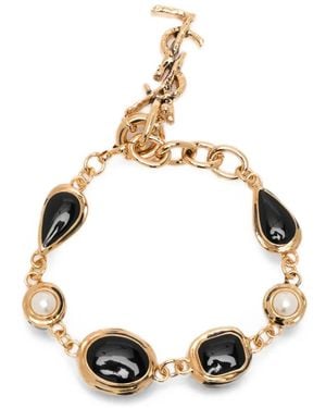 Saint Laurent Cabochon-Embellished Faux-Pearl Bracelet - Metallic