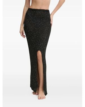 Paramidonna Bruna Sequin-Embellished Split Skirt - Black