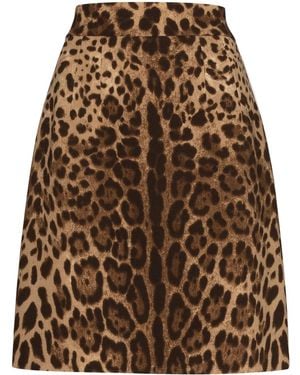 Dolce & Gabbana Leopard-Print A-Line Skirt - Brown