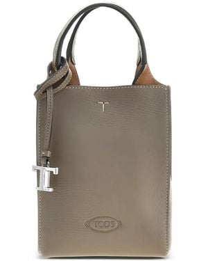 Tod's T-Pendant Pebbled Mini Bag - Neutre