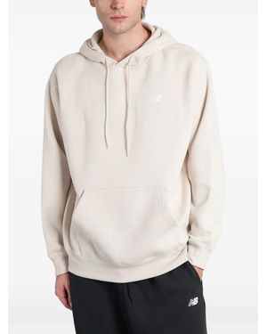 New Balance Logo Drawstring Cotton Hoodie - White