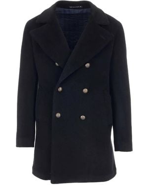 Al Duca d'Aosta Double-Breasted Wide-Lapel Coat - Blue