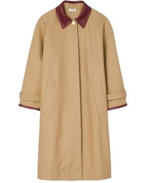 Sandro Leather-Trimmed Sleeves Coat - Natural