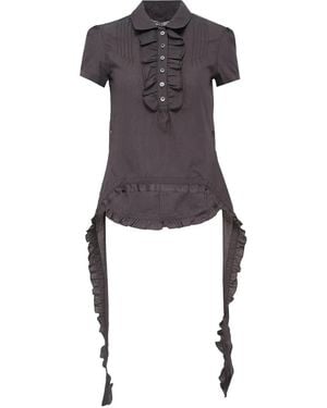 OPEN YY Blusa con detalle de volantes - Negro