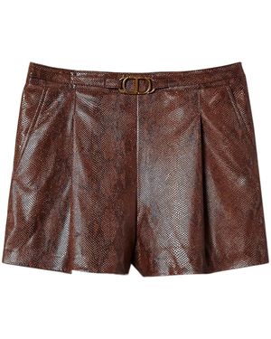 Twinset リザードスキン ショートパンツ - ブラウン