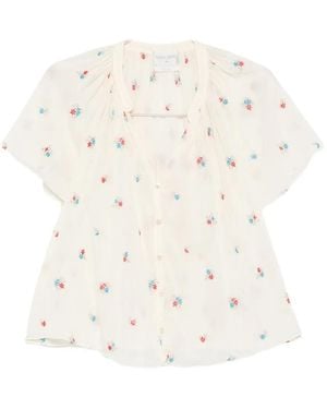 forte_forte Petites Fleurs Gathered Blouse - White