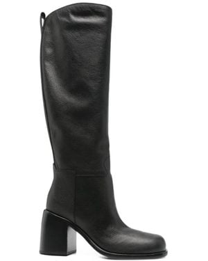 Sergio Rossi Block-Heel Leather Boots - Black