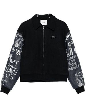 Arte' Graffiti-Print Bomber Jacket - Black
